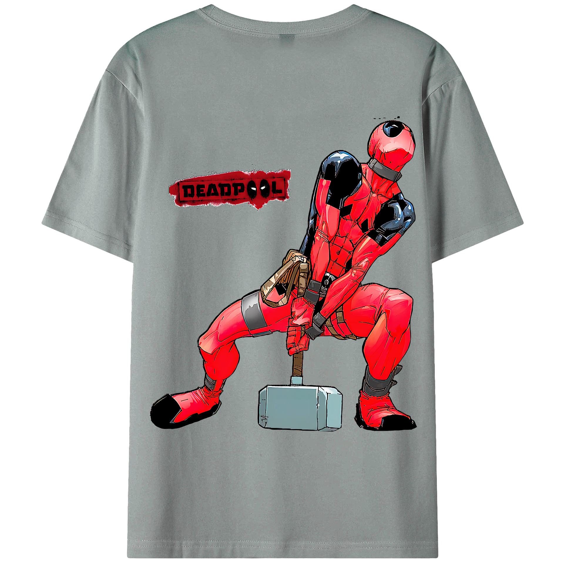（画像用） Deadpool デッドプール 綿100％ メンズ半袖Tシャツ（バックプリント） 通気性